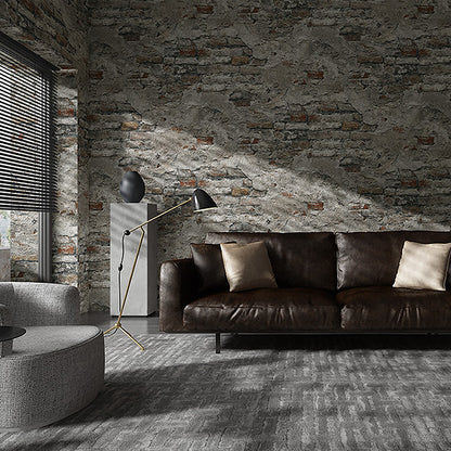 Cyberpunk Aged Brick-Wall Wallpaper Dark-Color Living Room Wall Decor, 33' x 20.5" Grey Clearhalo 'Industrial wall decor' 'Industrial' 'Wallpaper' Wall Decor' 1219463