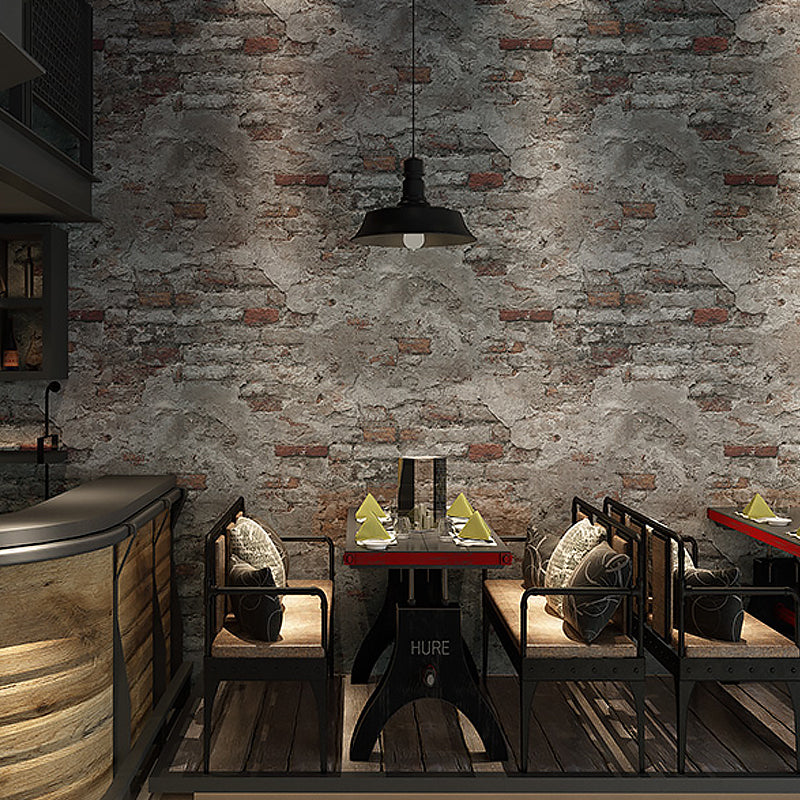 Cyberpunk Aged Brick-Wall Wallpaper Dark-Color Living Room Wall Decor, 33' x 20.5" Brick Red Clearhalo 'Industrial wall decor' 'Industrial' 'Wallpaper' Wall Decor' 1219467