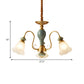 Green Flower Shaped Pendulum Light Rural Frosted Glass 3/5/6 Bulbs Guest Room Chandelier Lighting Fixture Clearhalo 'Ceiling Lights' 'Chandeliers' Lighting' options 1220560