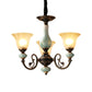 Black-Gold Curvy Armed Pendant Chandelier Rural Style Metallic 3/5/6 Lights Living Room Ceiling Light with Blossom Shade Clearhalo 'Ceiling Lights' 'Chandeliers' Lighting' options 1220606