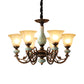 Black-Gold Curvy Armed Pendant Chandelier Rural Style Metallic 3/5/6 Lights Living Room Ceiling Light with Blossom Shade Clearhalo 'Ceiling Lights' 'Chandeliers' Lighting' options 1220616