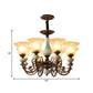 Black-Gold Curvy Armed Pendant Chandelier Rural Style Metallic 3/5/6 Lights Living Room Ceiling Light with Blossom Shade Clearhalo 'Ceiling Lights' 'Chandeliers' Lighting' options 1220622