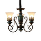 3/5/6-Bulb Chandelier Light Fixture with Bell Shade Opal Glass Rural Guest Room Suspension Pendant in Black-Gold Clearhalo 'Ceiling Lights' 'Chandeliers' Lighting' options 1220624