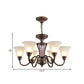 Scrolled Arm Metal Pendant Chandelier Rustic Style 3/5/6 Bulbs Guest Room Ceiling Hang Fixture in Brown Clearhalo 'Ceiling Lights' 'Chandeliers' Lighting' options 1220669
