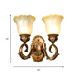 Retro Style Blossom Shaped Wall Lighting Fixture 1/2-Bulb Beveled Crystal Sconce Light in Brown Clearhalo 'Wall Lamps & Sconces' 'Wall Lights' Lighting' 1220692