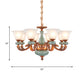 Vintage Style Floral Shaped Pendant Chandelier 6/8-Bulb Cream Glass Suspension Lighting in Brown Clearhalo 'Ceiling Lights' 'Chandeliers' Lighting' options 1220755
