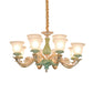 8/12 Lights Flared Shade Suspension Pendant Traditional Style Green Opal Glass Chandelier Lighting Clearhalo 'Ceiling Lights' 'Chandeliers' Lighting' options 1220790