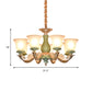 8/12 Lights Flared Shade Suspension Pendant Traditional Style Green Opal Glass Chandelier Lighting Clearhalo 'Ceiling Lights' 'Chandeliers' Lighting' options 1220796