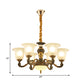 Blossom Frosted Glass Pendant Chandelier Vintage Style 6/8 Bulbs Guest Room Suspended Lighting Fixture in Black-Gold Clearhalo 'Ceiling Lights' 'Chandeliers' Lighting' options 1220805