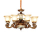 Traditional Floral Shade Chandelier Light 6/8 Lights Cream Glass Suspended Lighting Fixture in Brown Clearhalo 'Ceiling Lights' 'Chandeliers' Lighting' options 1220821