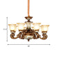 Traditional Floral Shade Chandelier Light 6/8 Lights Cream Glass Suspended Lighting Fixture in Brown Clearhalo 'Ceiling Lights' 'Chandeliers' Lighting' options 1220822