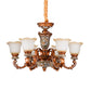 6/8-Head Cream Glass Chandelier Lighting Vintage Brown Floral Shaped Dining Room Ceiling Pendant Light Clearhalo 'Ceiling Lights' 'Chandeliers' 'Close To Ceiling Lights' 'Glass shade' 'Glass' Lighting' 1220879