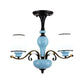 Milky Glass Empire Shade Suspension Pendant Light Countryside Style 3/6/8-Head Living Room Chandelier Light in Blue Clearhalo 'Ceiling Lights' 'Chandeliers' Lighting' options 1220887