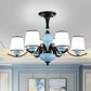 Milky Glass Empire Shade Suspension Pendant Light Countryside Style 3/6/8-Head Living Room Chandelier Light in Blue 6 Blue Clearhalo 'Ceiling Lights' 'Chandeliers' Lighting' options 1220889_0a09f19d-5bdd-4a12-afb6-e4bea51090fa