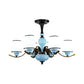 Milky Glass Empire Shade Suspension Pendant Light Countryside Style 3/6/8-Head Living Room Chandelier Light in Blue Clearhalo 'Ceiling Lights' 'Chandeliers' Lighting' options 1220892