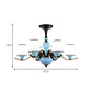 Milky Glass Empire Shade Suspension Pendant Light Countryside Style 3/6/8-Head Living Room Chandelier Light in Blue Clearhalo 'Ceiling Lights' 'Chandeliers' Lighting' options 1220893