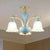 Blue 3/6/8 Bulbs Chandelier Lighting Rural Style Cream Glass Blossoms Shaped Hanging Pendant Light 3 Blue Clearhalo 'Ceiling Lights' 'Chandeliers' 'Close To Ceiling Lights' 'Close to ceiling' 'Glass shade' 'Glass' 'Semi-flushmount' Lighting' 1220907