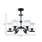 Frosted Glass Black Chandelier Lighting Floral Shade 3/6/8-Head Rural Style Hanging Pendant Light Clearhalo 'Ceiling Lights' 'Chandeliers' Lighting' options 1221006