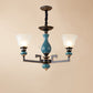 Blue-Black 3/5/6 Heads Pendulum Light Vintage Style Milky Glass Bell Shaped Hanging Chandelier Clearhalo 'Ceiling Lights' 'Chandeliers' Lighting' options 1221032