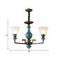 Blue-Black 3/5/6 Heads Pendulum Light Vintage Style Milky Glass Bell Shaped Hanging Chandelier Clearhalo 'Ceiling Lights' 'Chandeliers' Lighting' options 1221033
