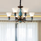 Blue-Black 3/5/6 Heads Pendulum Light Vintage Style Milky Glass Bell Shaped Hanging Chandelier Clearhalo 'Ceiling Lights' 'Chandeliers' Lighting' options 1221039