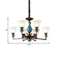Blue-Black 3/5/6 Heads Pendulum Light Vintage Style Milky Glass Bell Shaped Hanging Chandelier Clearhalo 'Ceiling Lights' 'Chandeliers' Lighting' options 1221043
