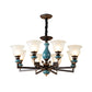 Blue-Black 3/5/6 Heads Pendulum Light Vintage Style Milky Glass Bell Shaped Hanging Chandelier Clearhalo 'Ceiling Lights' 'Chandeliers' Lighting' options 1221046