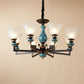 Blue-Black 3/5/6 Heads Pendulum Light Vintage Style Milky Glass Bell Shaped Hanging Chandelier Clearhalo 'Ceiling Lights' 'Chandeliers' Lighting' options 1221047