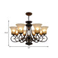 6/8-Light Ceiling Lamp with Bell Shade Cream Glass Traditional Style Guest Room Chandelier Lighting Fixture in Black-Gold Clearhalo 'Ceiling Lights' 'Chandeliers' Lighting' options 1221061