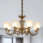 6/8 Lights Bell Shade Pendant Chandelier Traditional Style Brown Frosted Glass Pendulum Light Clearhalo 'Ceiling Lights' 'Chandeliers' Lighting' options 1221138