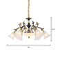 Metallic Black-Gold Suspended Lighting Fixture Curvy Arm 6/8-Light Traditional Style Chandelier with Flower Glass Shade Clearhalo 'Ceiling Lights' 'Chandeliers' Lighting' options 1221189