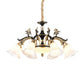 Metallic Black-Gold Suspended Lighting Fixture Curvy Arm 6/8-Light Traditional Style Chandelier with Flower Glass Shade Clearhalo 'Ceiling Lights' 'Chandeliers' Lighting' options 1221193