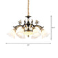 Metallic Black-Gold Suspended Lighting Fixture Curvy Arm 6/8-Light Traditional Style Chandelier with Flower Glass Shade Clearhalo 'Ceiling Lights' 'Chandeliers' Lighting' options 1221194