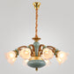Gold 6/8/10-Bulb Ceiling Suspension Lamp Retro Style Cream Glass Blossom Shaped Chandelier Lighting Clearhalo 'Ceiling Lights' 'Chandeliers' Lighting' options 1221202