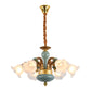 Gold 6/8/10-Bulb Ceiling Suspension Lamp Retro Style Cream Glass Blossom Shaped Chandelier Lighting Clearhalo 'Ceiling Lights' 'Chandeliers' Lighting' options 1221206