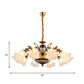 Antique Swooping Arm Chandelier Light 6/8/10 Bulbs Metal Ceiling Lamp in Black-Gold with Blossom Opal Glass Shade Clearhalo 'Ceiling Lights' 'Chandeliers' Lighting' options 1221228