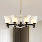 Black Flared Shade Hanging Pendant Light Traditional Style Frosted Glass 6/8-Head Living Room Chandelier Light Clearhalo 'Ceiling Lights' 'Chandeliers' Lighting' options 1221243