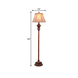 Antiqued Style Bell Shade Floor Reading Lamp 1 Head Fabric Floor Light in Brown for Guest Room Clearhalo 'Floor Lamps' 'Lamps' Lighting' 1221278