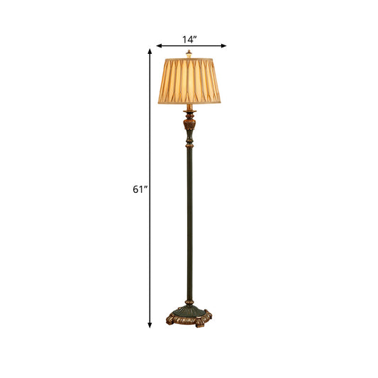 Resin Pewter Floor Lamp Urn Shaped 1-Light Vintage Floor Light with Pleated Conical Shade Clearhalo 'Floor Lamps' 'Lamps' Lighting' 1221301