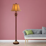 1-Light Empire Shade Standing Floor Lamp Traditional Style Brown Fabric Floor Light Clearhalo 'Floor Lamps' 'Lamps' Lighting' 1221307