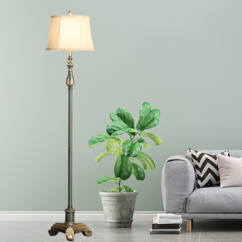Grey Blue Tri-Leg Reading Floor Lamp Vintage Style Resin 1 Light Living Room Floor Light with Fabric Shade Clearhalo 'Floor Lamps' 'Lamps' Lighting' 1221311