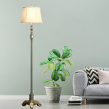 Grey Blue Tri-Leg Reading Floor Lamp Vintage Style Resin 1 Light Living Room Floor Light with Fabric Shade Clearhalo 'Floor Lamps' 'Lamps' Lighting' 1221311