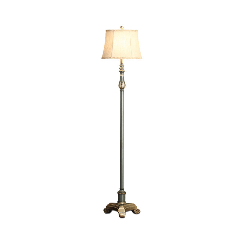 Grey Blue Tri-Leg Reading Floor Lamp Vintage Style Resin 1 Light Living Room Floor Light with Fabric Shade Clearhalo 'Floor Lamps' 'Lamps' Lighting' 1221312