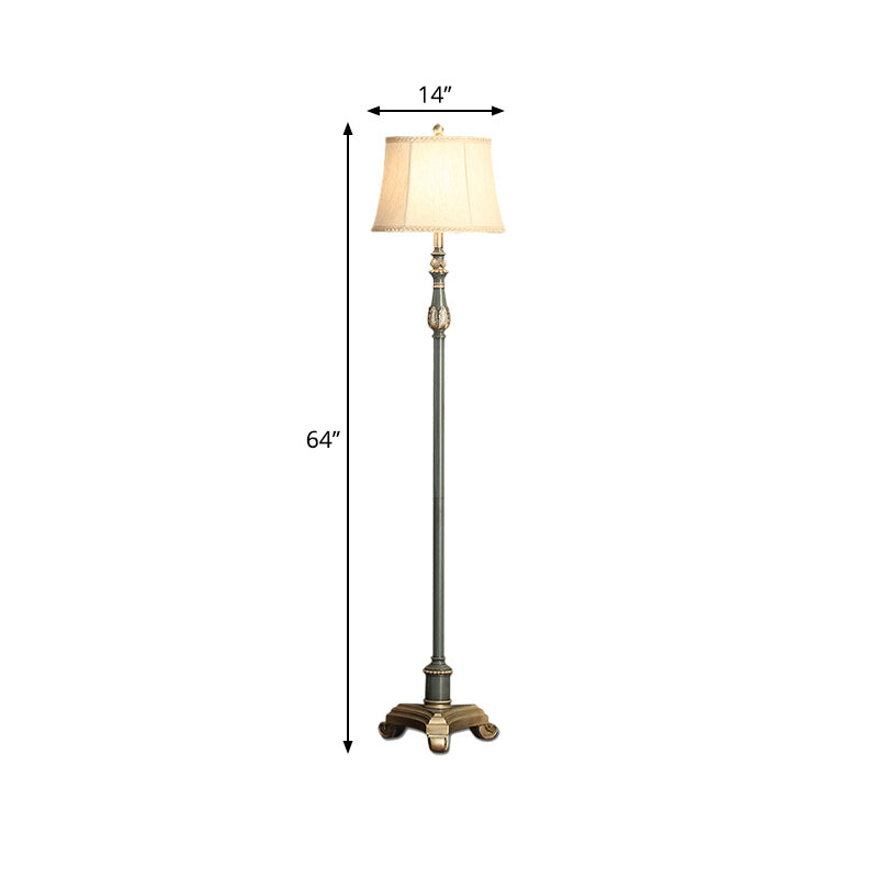 Grey Blue Tri-Leg Reading Floor Lamp Vintage Style Resin 1 Light Living Room Floor Light with Fabric Shade Clearhalo 'Floor Lamps' 'Lamps' Lighting' 1221313