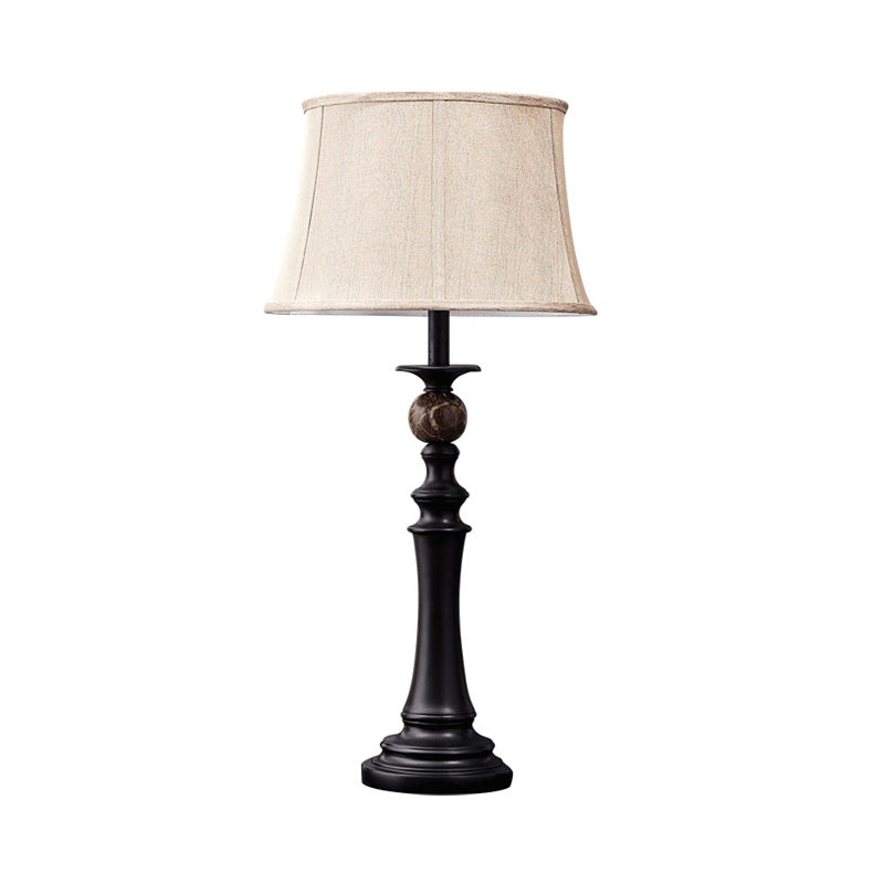 Baluster Design Resin Desk Light Retro 1-Head Study Room Night Table Lamp in Black with Fabric Shade Clearhalo 'Lamps' 'Table Lamps' Lighting' 1221427