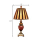 Red Brown Tapered Design Night Table Lamp Vintage Style Fabric 1-Head Guest Room Desk Light Clearhalo 'Lamps' 'Table Lamps' Lighting' 1221583