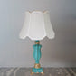 White/Blue Flared Shade Night Table Lamp Traditional Style Fabric 1-Head Bedroom Desk Light Clearhalo 'Lamps' 'Table Lamps' Lighting' 1222250
