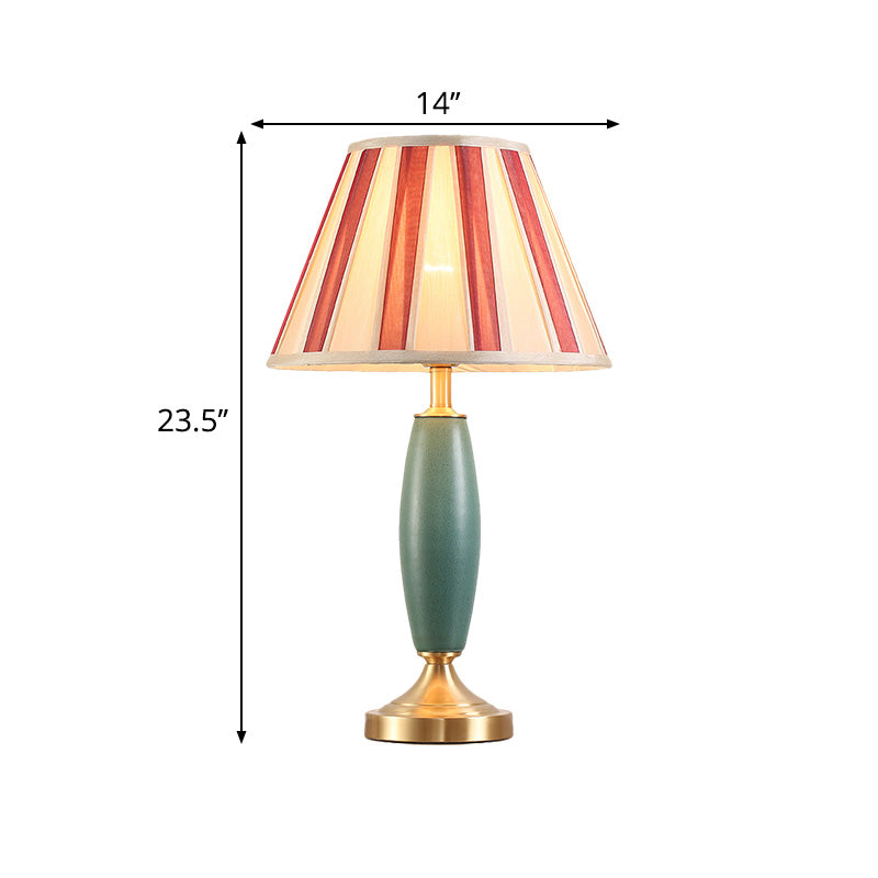 1-Light Fabric Nightstand Lamp Retro Style Red Conical Shade Living Room Table Light Clearhalo 'Lamps' 'Table Lamps' Lighting' 1222272