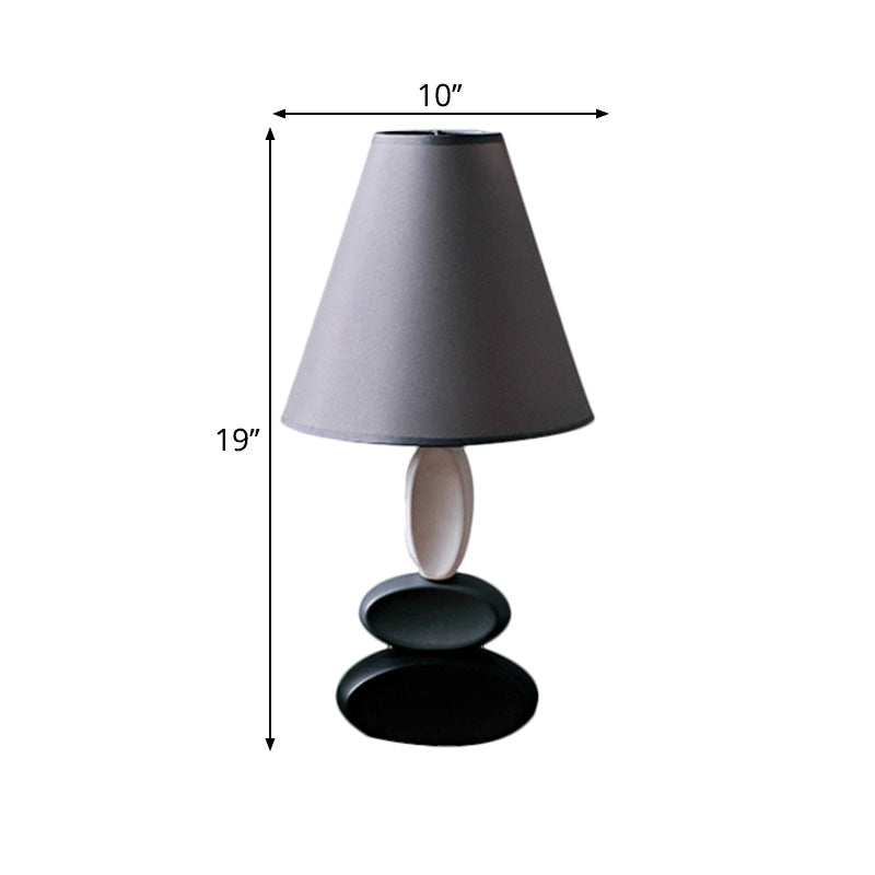 Grey Tapered Shaped Reading Book Light Traditional Fabric 1 Bulb Bedside Night Table Lamp Clearhalo 'Lamps' 'Table Lamps' Lighting' 1222286