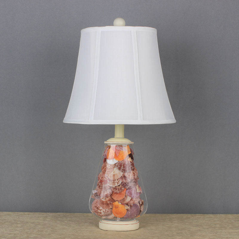 Empire Shade Fabric Nightstand Lamp Antique Style 1 Head Bedroom Table Light in White, 12"/16" Width White 12" Clearhalo 'Lamps' 'Table Lamps' Lighting' 1222330